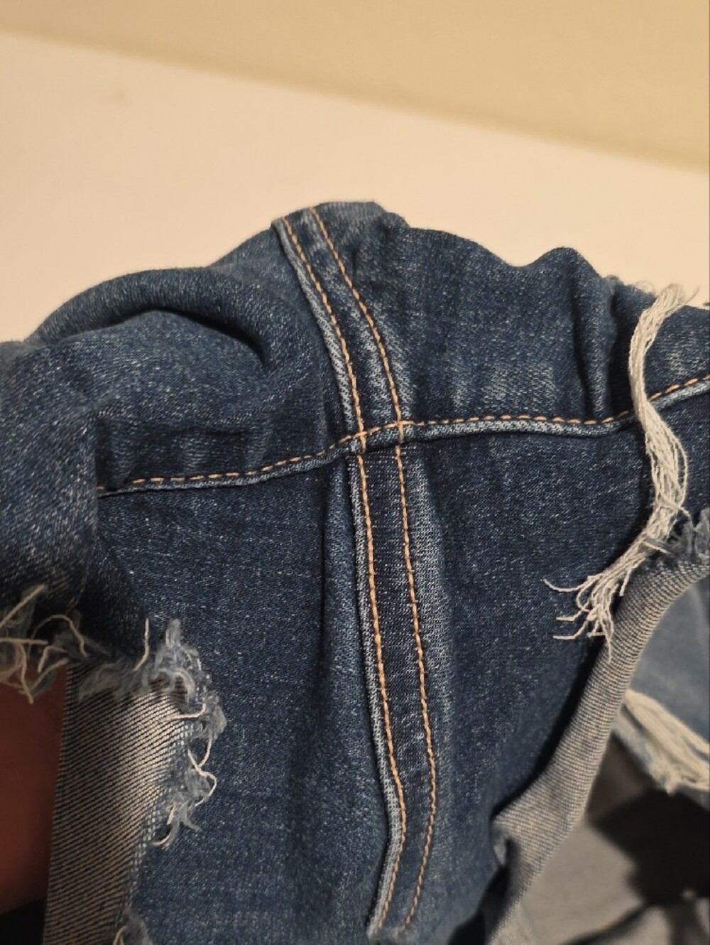 American Eagle Outfitters Distressed Dark Blue Denim Jean Shorts - Picture 9 of 9